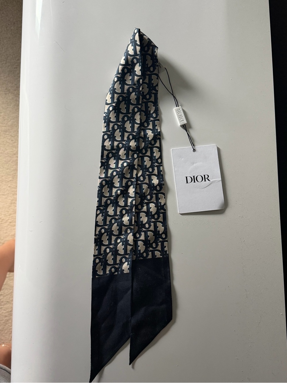 Dior Oblique Mitzah Scarf in Navy and White - Picture 5 of 7